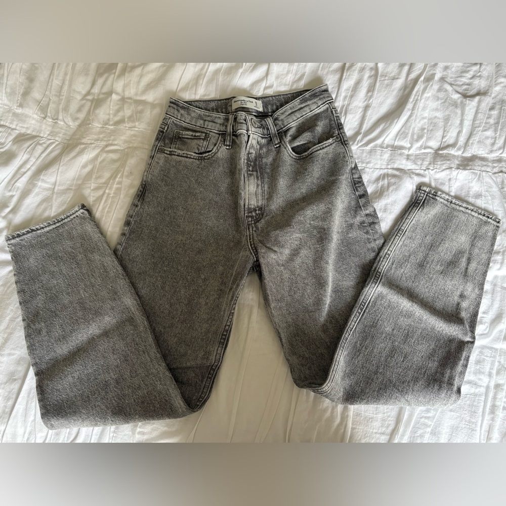Abercrombie & Fitch High Rise Gray Mom Jeans